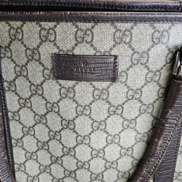 Gucci Beige/Brown Canvas Tote 15x9in - Picture 8 of 16